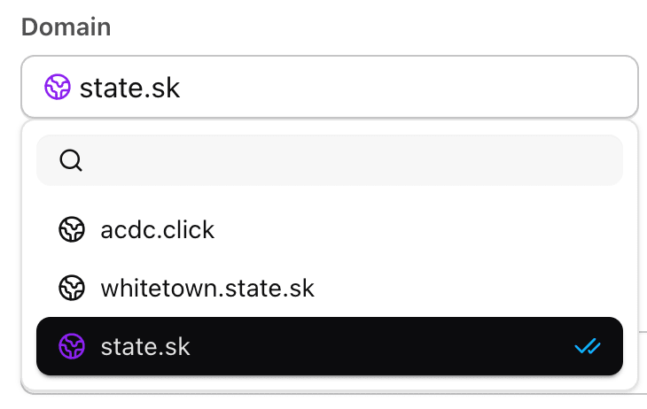 Domains selector
