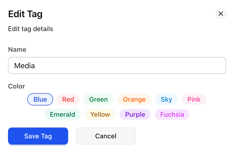 List of tags